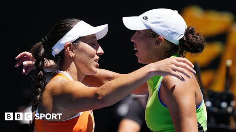 Jessica Pegula of the United States celebrates her victory against Madison Keys of the United States