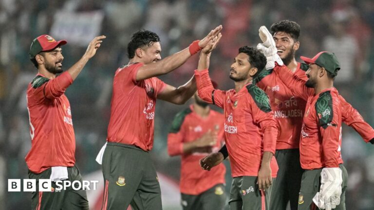 T20 World Cup 2026: Bangladesh refuse to travel to India and request matches be moved amid political tensions Bangladesh players celebrate wicket v West Indies