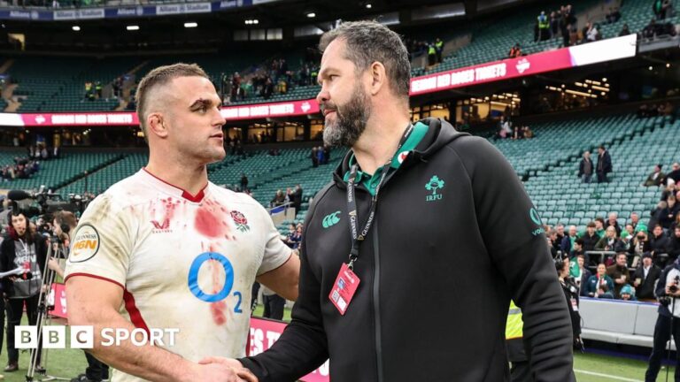 England 21-42 Ireland: ‘Special day’ – Andy Farrell revels in record Six Nations win Ben Earl and Andy Farrell shake hands after the game
