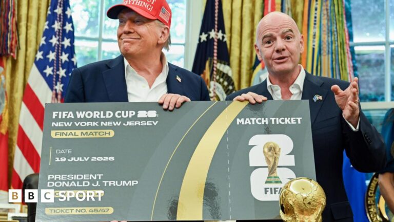 World Cup 2026 risks becoming a ‘stage for repression’ – Amnesty report US President Donald Trump and Uefa president Gianni Infantino pose with a giant mock World Cup ticket