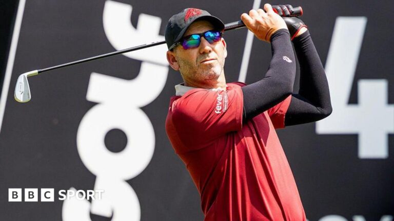 LIV Golf: Sergio Garcia says players told Saudi Arabia venture would run for ‘many years’ amid rumours of collapse Sergio Garica tees off during a LIV Golf tournament with the branding in the background