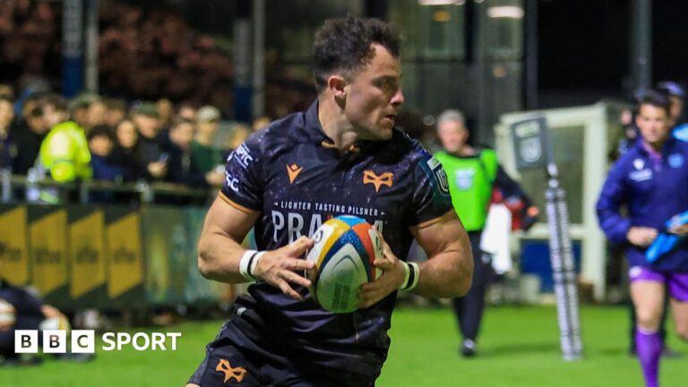 Luke Morgan fields the ball for Ospreys against Sharks