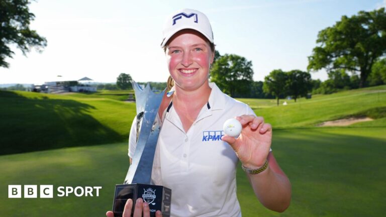 LPGA Tour: England’s Lottie Woad wins second LPGA title at Queen City Championship Referee Michael Salisbury signals before he awards a second goal to Matheus Cunha of Manchester United after a VAR check