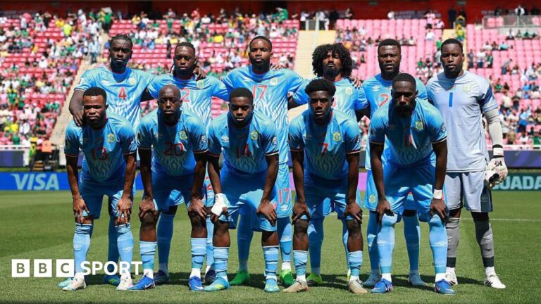 The DR Congo team pose for a photo before a game