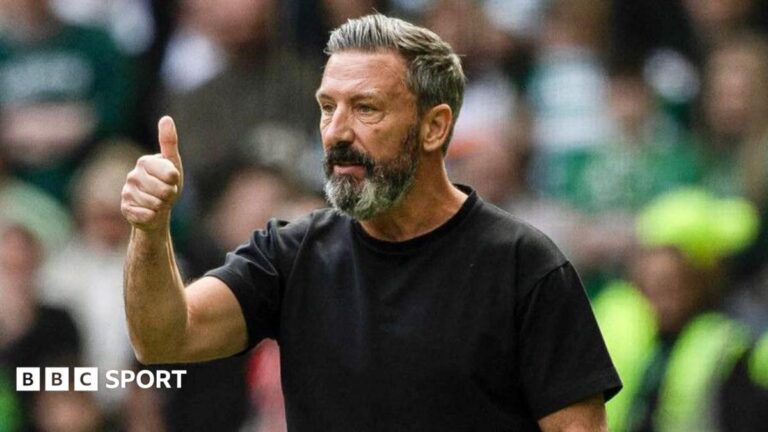 Rangers: Would Derek McInnes be ‘perfect fit’ at Ibrox? Hearts head coach Derek McInnes gives a thumbs up while standing on the touchline
