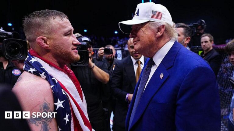UFC: Ronda Rousey & Jake Paul taunt UFC and Dana White over White House viewing figures Justin Gaethje and Donald Trump talk in the octagon