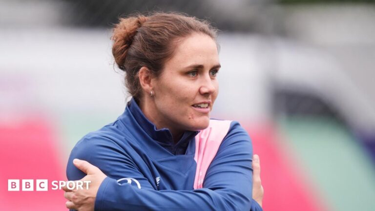 Nat Sciver-Brunt smiles during training