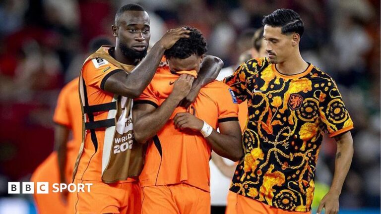 World Cup 2026: Concerning increase in racist social media posts Justin Kluivert is consoled after he missed a penalty for the Netherlands in the penalty shootout against Morocco