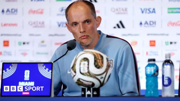 World Cup 2026: England coach Thomas Tuchel defends semi-final tactics in Argentina loss Thomas Tuchel at a news conference in Miami before England's third-place play-off with France