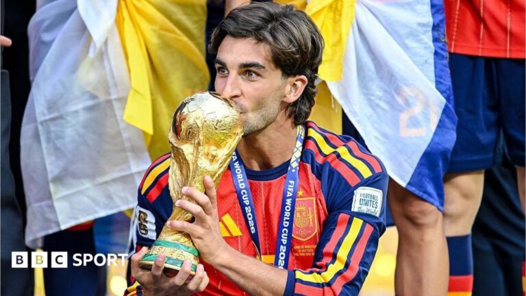 Ferran Torres’ Barcelona future uncertain after comments spark backlash Ferran Torres celebrates after winning the 2026 World Cup with Spain in July