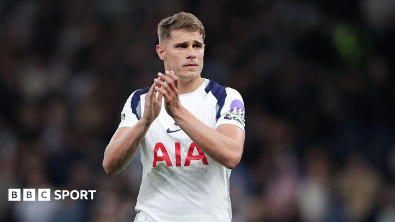 Micky van de Ven: Tottenham defender close to agreeing new five-year contract Micky van de Ven of Tottenham Hotspur claps during the Premier League match between Tottenham Hotspur and Leeds United