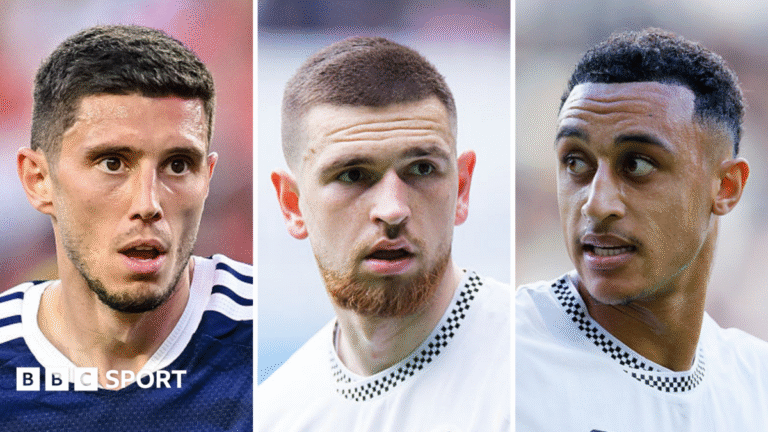 Ross Stewart in a Scotland shirt and Zan Vipotnik and Adam Idah in Swansea shirts last season