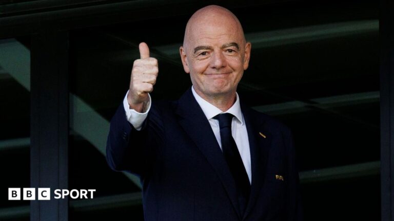 Gianni Infantino: Fifa president indicates there could a greater cash pledge to members A graphic of Premier League players from every team in the division in 2025-26 season, with the Premier League trophy in front of them.